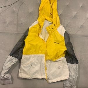 Adidas Neo Colorblock Windbreaker Yellow Grey White Size L